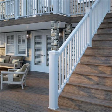 Бела винилна ограда за степенице